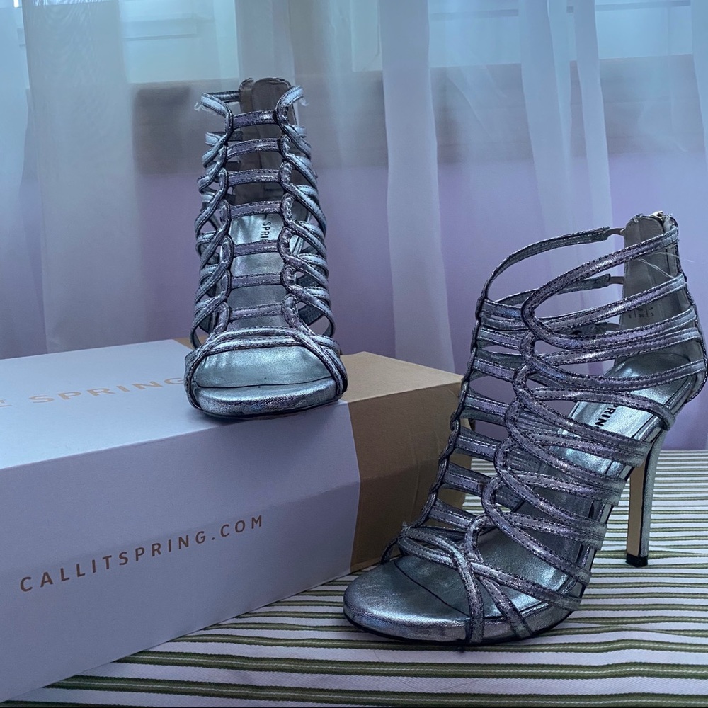 silver strappy heels!